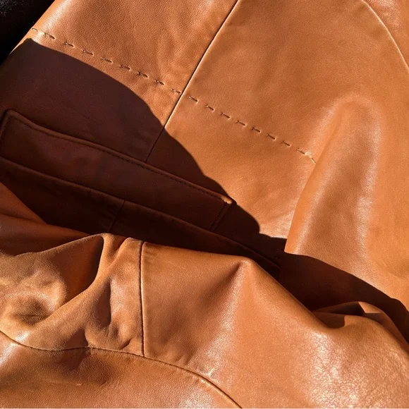 Womens vintage 70’s Brown Leather Coat LNR - Picture 7 of 9